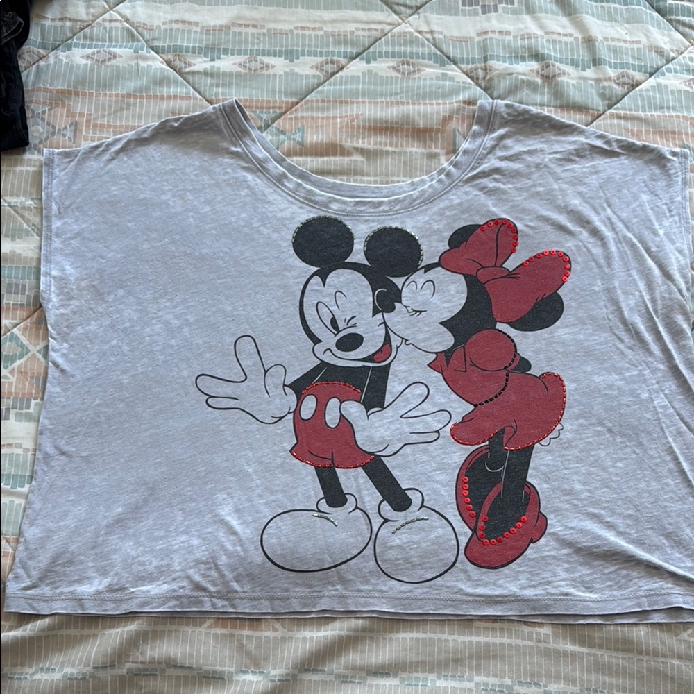 Disney Mickey and Minnie Mouse Gray womens Shirt